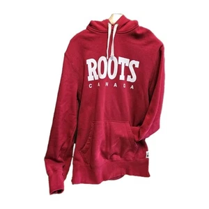 Vintage Roots Canada Hoodie Sweatshirt Medium Men's Red Beaver Logo Front Pocket - Picture 1 of 10