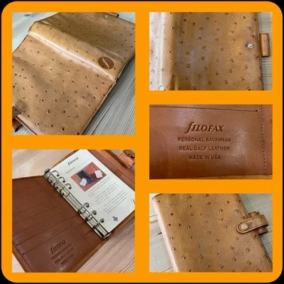 FILOFAX SAVANNE - APRICOT OSTRICH EMBOSSED CALF LEATHER - PERSÖNLICHE SIZE - SELTENES MODELL - Bild 1 von 4