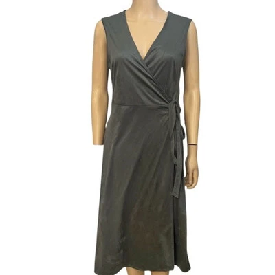 BANANA REPUBLIC Wrap Dress Sleeveless Vegan Faux Suede Classic NWT Minimalist - Image 1 of 4