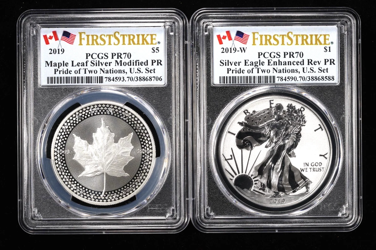 Canadian Maple Leaf PR 70 Graded 2019 Silver Bullion Coins for