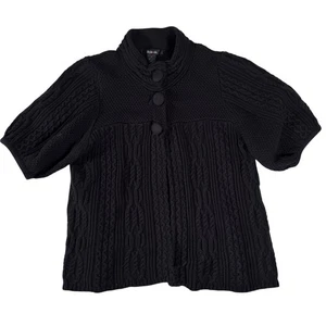 Suéter Style & Co Negro Manga Corta Tres Botones Abierto Para Mujer Talla Grande - Imagen 1 de 24