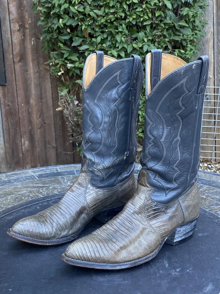 Vintage J Chisholm Exotic Lizard Western Cowboy Boots Mens Size 11 D USA Made - Image 1 of 4