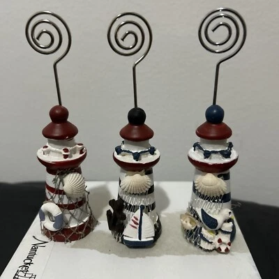 Nantucket Coastal Portafotos Cerámica Juego de 3 FAROS NUEVO Foto 1 de 4