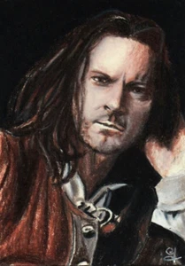 COLIN FIRTH JOHANNES VERMEER ACEO PSC Hand Painted Sketch Card by Giovanni CIMA - Bild 1 von 4