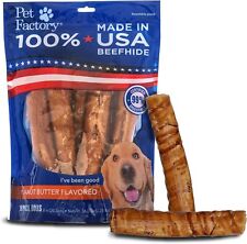Pet Factory 100% Made in USA Beefhide 8" Rolls Dog Chew Treats - Peanut Butter F