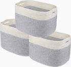 3 Pcs Cotton Rope Storage Bins Laundry Cube Woven Storage Baskets with Handles