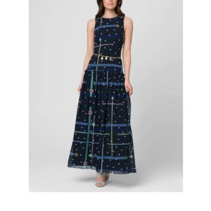 Juicy Couture Regal Medaln Print Medallion Georgette Maxi Dress with belt Size:4 - Picture 1 of 5