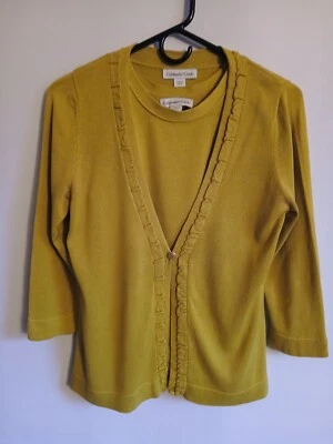 Conjunto de suéter tejido de seda y algodón dorado Coldwater Creek para mujer talla 8 Foto 1 de 4