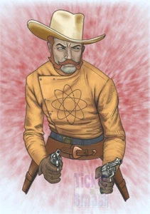 Jimmy Atom steht schnell - futuristischer Cowboy für eine kosmische, westliche Grußkarte - Bild 1 von 3