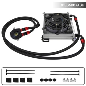 30 Row AN8 Engine Oil Cooler Oil Filter Adapter Kit & 2 Oil Hoses & Electric Fan - Picture 1 of 10