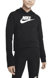 Nike Kids Girl's Sportswear Club Pullover Fleece Hoodie Black - Picture 1 of 2