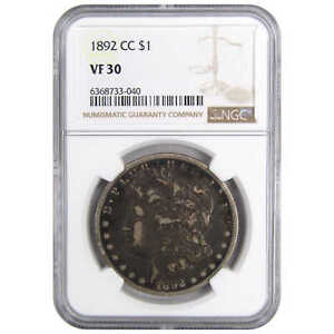 1892 CC Morgan Dollar VF 30 NGC 90% Silver US Coin SKU:I2305