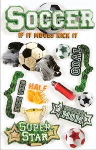 PAPER HOUSE 3D STICKERS - SOCCER - 11 PIECES, Soccer Mum, Ball, Half Time - Picture 1 of 1