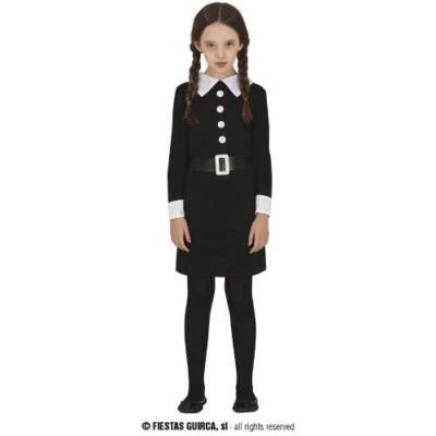 COSTUME MERCOLEDì FAMIGLIA ADDAMS CARNEVALE BAMBINA VESTITO GUIRCA MERCOLEDI