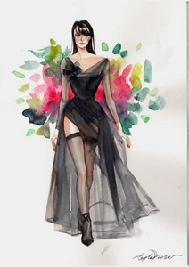 Original Watercolor Painting Fashion Woman Wall Art Woman Figure Painting - Picture 1 of 4