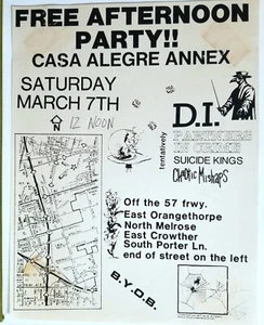 D.I. SUICIDE KINGS PUNK ROCK FLYER 8.5X11" CONCERT LA POSTER INKJET OC 45 7" lp - Picture 1 of 17