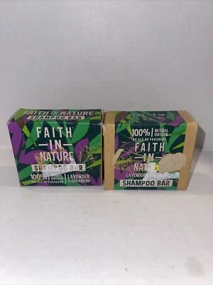 Barra de champú de lavanda y geranio con ingredientes totalmente naturales Faith in Nature 3 oz Foto 1 de 2