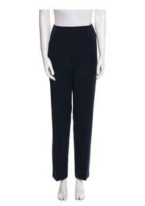Chanel Authentic Solid Midnight Dark Blue Trouser Pants FR 42 US 10 Medium - Picture 1 of 7