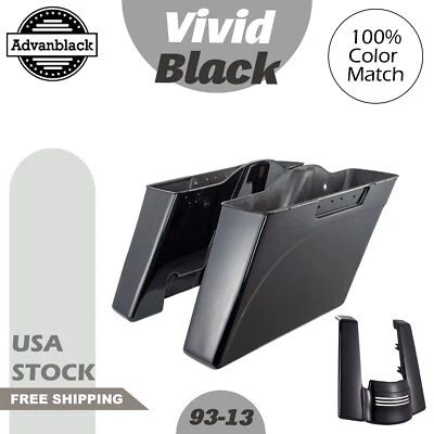 Dual Uncut Vivid Black Stretched Saddlebags Bottoms Rear Fender For 93-13 Harley - Image 1 of 4