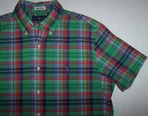NWT Polo Ralph Lauren Green/Red/Blue INDIAN MADRAS Plaid Shirt Men M PURPLE PONY - Picture 1 of 3