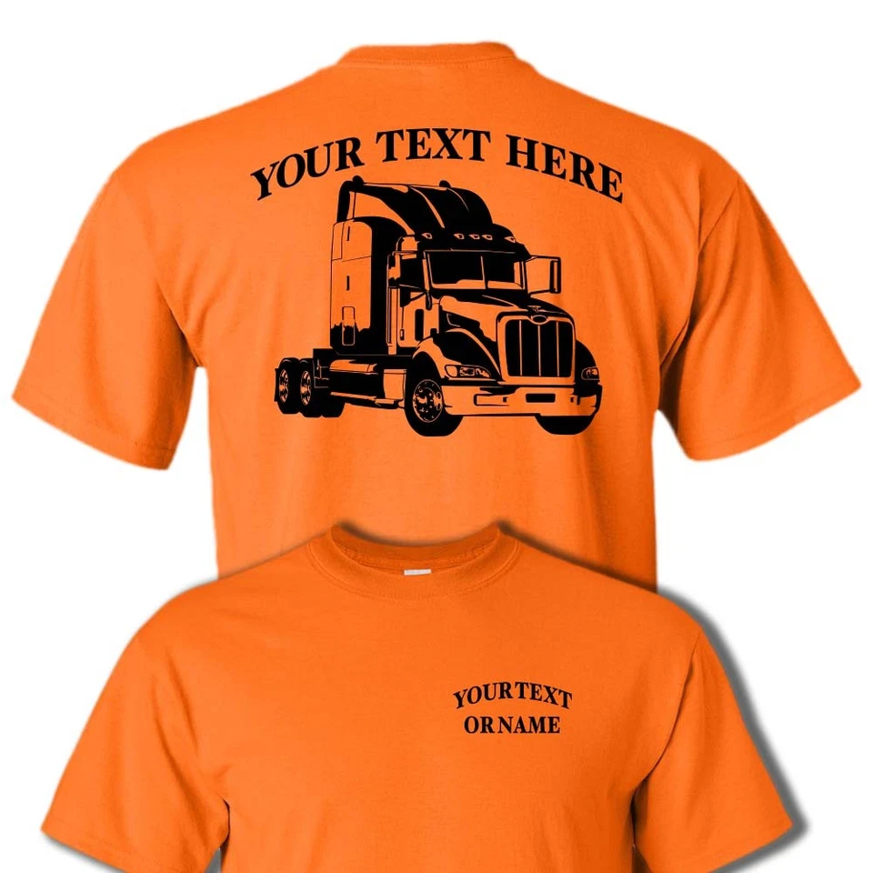 PETERBILT 396 SEMI TRUCK -  PERSONALIZED CUSTOM COTTON T-SHIRT #BR002 - Imagem 1 de 1