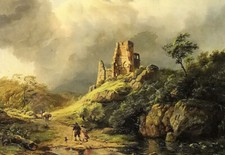Oil painting berckheyde - the approaching storm beautiful landscape on canvas