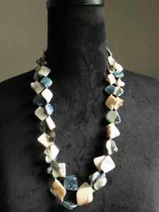 DARK & IVORY ABALONE ANGULAR LAYERABLE NECKLACE - Picture 1 of 6