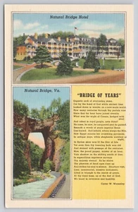 Natural Bridge Hotel Virginia Brücke der Jahre Gedicht Leinen Postkarte - Bild 1 von 2