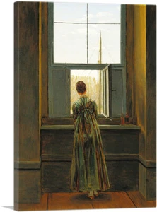 ARTCANVAS Woman at a Window 1822 Canvas Art Print by Caspar David Friedrich - Picture 1 of 14