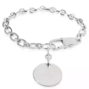 GUCCI TRADEMARK ENGRAVED .925 STERLING SILVER ROUND CHARM BRACELET. Retail $450 - Picture 1 of 12
