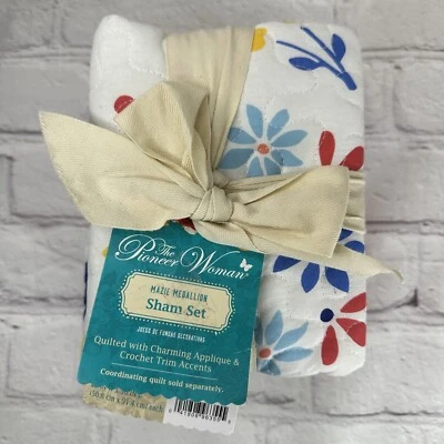 Medalhão Pioneer Feminino Mazie Acolchoado King Size Shams 2 Peças Novo com etiquetas Floral Country - Imagem 1 de 4