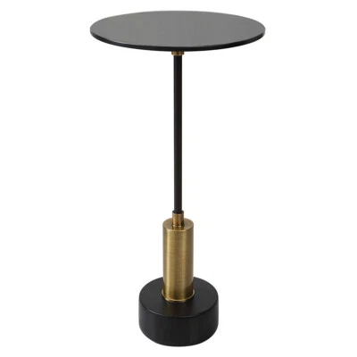 Spector Modern Accent Drink Table Marble Black Glass Uttermost 25242 - Image 1 of 4