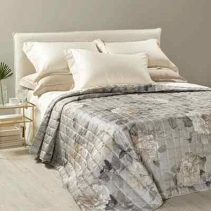 Copriletto Trapuntato Caleffi "Rosa Alba" Letto Matrimoniale In Raso Di Cotone - Foto 1 di 6