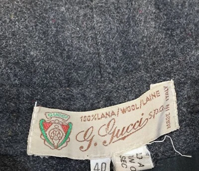 Falda lápiz vintage años 70 Gucci gris lana cintura alta plisada frontal abertura talla 40 COMO NUEVA Foto 1 de 4