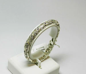 BLACK ONYX CUBIC ZIRCONIA VERMEIL STERLING SILVER BRACELET NIB # SB23 - Picture 1 of 5