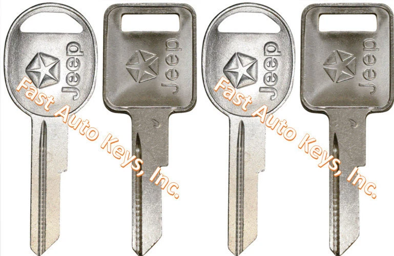 NEW JEEP FACTORY ORIGINAL DOOR & IGNITION KEY BLANK SET W/ LOGO - 4 KEYS SET - Image 1 of 1