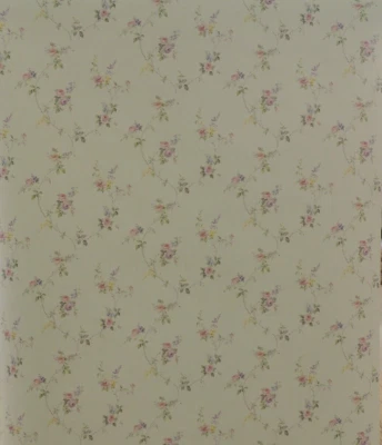 SMALL PRINT PINK & PURPLE ROSE VINE UNPASTED WALLPAPER # PR33810 - Image 1 of 4