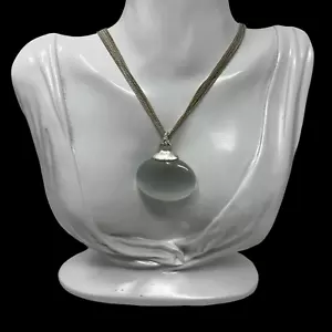 Cadena Multi Hilo con Colgante Grande Blanco Opalescente Tono Plata - Imagen 1 de 10