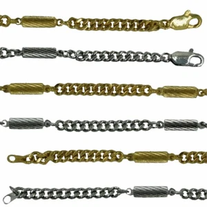 Dick Wicks Magnetic Link Barrel Health Bracelet Etched Chain Gold Or Silver - Picture 1 of 8