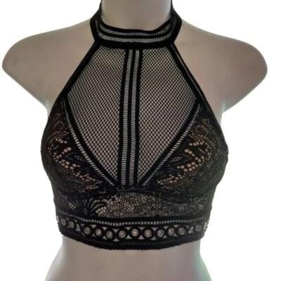 Victoria’s Secret Very Sexy Collection High Neck Halter Sheer Fishnet Lace Bra - Image 1 of 4
