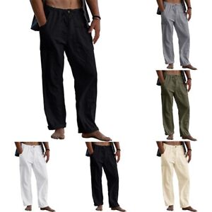 Mens Pants Trousers Wide Leg Beach Breathable Casual Comfort Fashion Long M-3XL