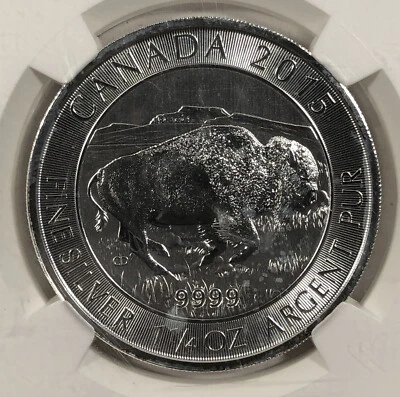 2015 Canada Bison $8. NGC MS70. 1.25oz Silver. Early Release. - Image 1 of 4
