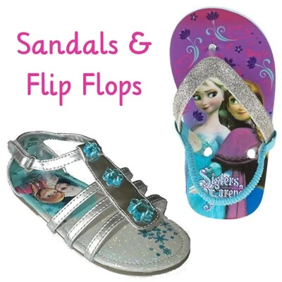 迪士尼冰雪奇缘 7/8 银色带雪花宝石凉鞋 + 闪耀弹性拖鞋 — 第 1/4 张图片