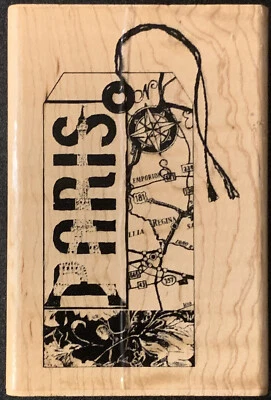 Inkadinkado Dawn Houser Paris Map Collage Ticket Rubber Stamp - Image 1 of 3