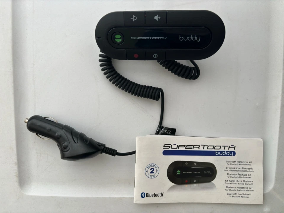 R20 Supertooth Buddy Bluetooth Handsfree In-Car Visor Speakerphone Car Kit Black - Image 1 of 1