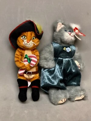 2 TY Gorro Gatos Bebés Navidad Shrek Gato En Botas y Ático Tesoros Bigotes Foto 1 de 4