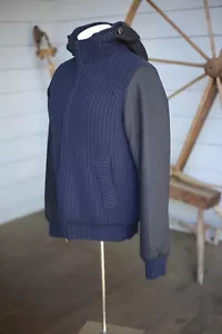 $1,790 Herno Cashmere Knit Hooded Down Jacket SZ 50/40 Navy MINT - Picture 1 of 11