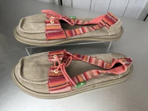 Sanuk Women Beige Coral Slip On Shoes Sidewalk Surfers Moccasins Size 6 - Picture 1 of 6