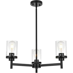 3 Lights Black Chandeliers for Dining Room,Modern Pendant Light Fixtures, Din... - Picture 1 of 9