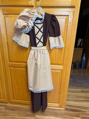 Vestido, delantal y gorro colonial niña talla grande (12-14) Foto 1 de 4
